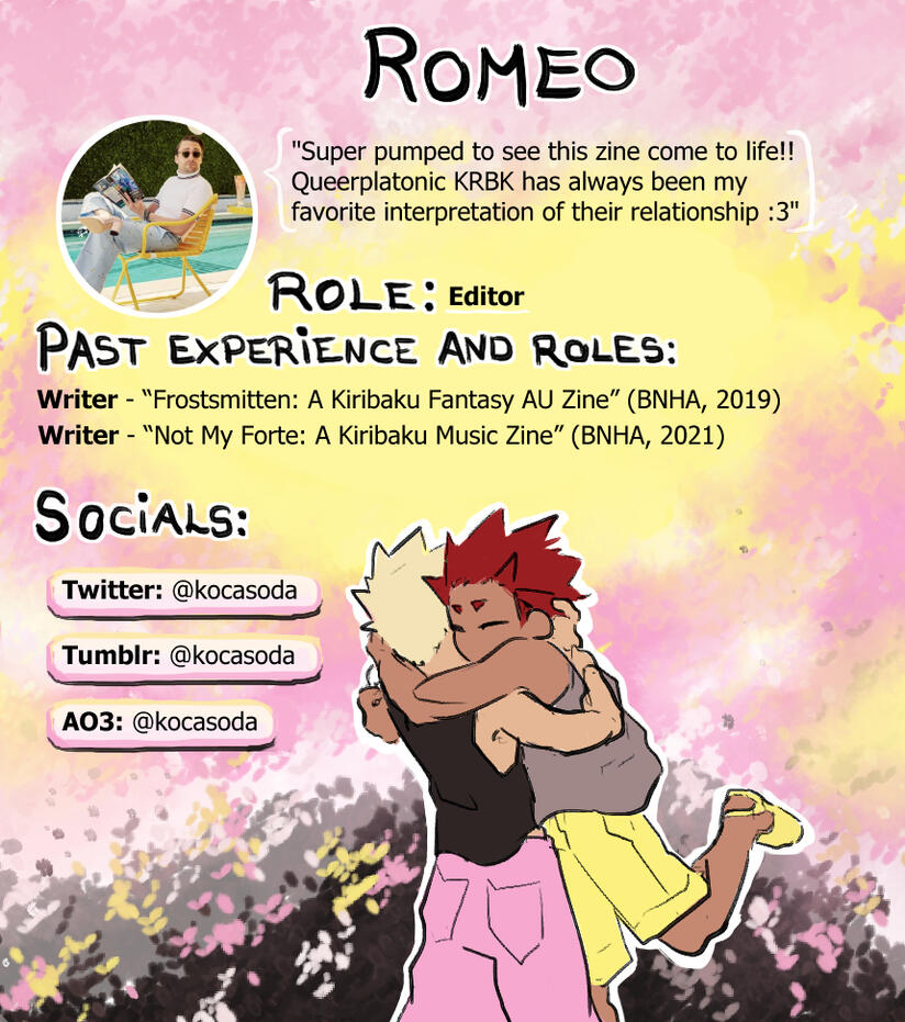 Mod profile of Romeo. Previous zine experience: 2x Writer.
